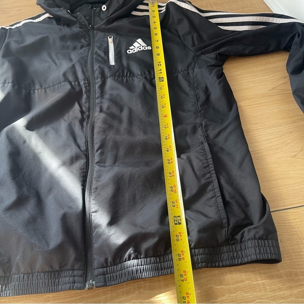 Adidas Black White Full Zip Training Windbreaker Jacket Size Medium Unisex - Picture 7 of 7